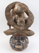 Gelede society mask, ornately carved wood with polychrome finish in the form of an entwined leopard and female figure, Yoruba tribe, Nigeria, 49cm high - 2