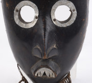 A mask, carved wood with metal teeth and eyes, Dan tribe, Ivory Coast, ​23cm high - 3