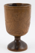 Greek folk art carved wooden goblet, 19th century, ​16cm high - 2