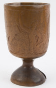 Greek folk art carved wooden goblet, 19th century, ​16cm high - 4