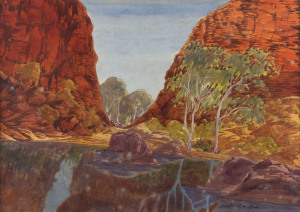 EWALD NAMATJIRA (1930 - 1984) (A billabong near Hermannsburg), watercolour, signed lower right,