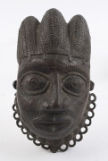 Two tribal face masks, cast bronze, West African, ​18cm high - 2