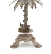 An impressive Colonial Australian silver centrepiece epergne with original glass bowl, base adorned with ram, grass tree and bull, embellished with fern fronds, most likely South Australian origin, 19th century, 38cm high, 23.5cm wide overall - 3