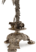 An impressive Colonial Australian silver centrepiece epergne with original glass bowl, base adorned with ram, grass tree and bull, embellished with fern fronds, most likely South Australian origin, 19th century, 38cm high, 23.5cm wide overall - 4