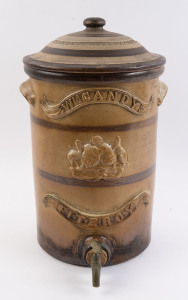 BENDIGO POTTERY water filter named to "Wm. CANDY, FITZROY", 19th century, oval factory mark, 48cm high