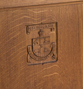 A chapel prayer lectern, oak, 19th century, carved with the Melbourne coat of arms and emblazoned "The Royal Women's Hospital, Melbourne" 83cm high, 59cm wide, 60cm deep - 2