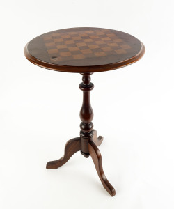 A games top wine table, blackwood, cedar and pine, circa 1880s, signed in pencil "W. PARKER", 72cm high 45cm diameter