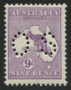 Kangaroos - Third Watermark : 9d Violet Die II perforated Small OS; fresh MUH. BW:26ba - Cat. $475.