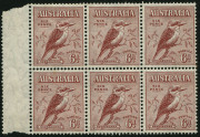 Other Pre-Decimals : 1932 (SG.146) 6d Typographed Kookaburra, marginal block (6) very fresh MUH. 