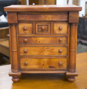 A Victorian style huon pine apprentice chest, late 20th century, ​47cm high