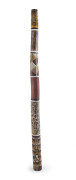 A didgeridoo finely decorated with figures, lizards and cross hatched designs, 20th century, ​122cm long