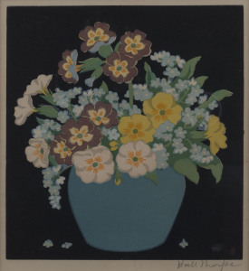 HALL THORPE (1874 - 1947), Forget-Me-Nots, 1922, colour woodcut, signed lower right below image, 16.5 x 15cm.