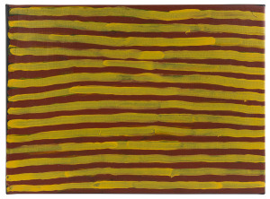 DAISY KANARI (Australia, Aboriginal), (c1945-.) Bush Potato, acrylic on canvas, titled verso and with Ngurratjuta Art Centre Cat. No. NGUROSDK2109, 36 x 49.5cm.