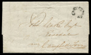 TASMANIA - Postal History : TASMANIA - Postal History: 1835 (Aug.17) Launceston to Rosedale entire, showing a good strike of the Type 2 double oval handstamp of Launceston, rated 5d under the 1834 Postal Act, being the single rate for a distance of betwe - 2