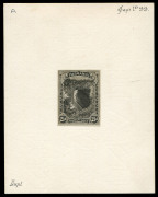 TASMANIA : TASMANIA: ESSAYS: 1899-1900 Pictorials 2&frac12;d Tasman Arch photographic essay in black, mounted on card (89x114mm) endorsed "Sept 1st 99." at upper-right & "Dupl." at lower-left and marked "A" at upper-left. Ex De La Rue Archives. - 3
