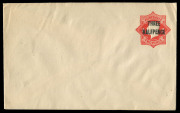Envelopes : Group of (3) comprising 1918-19 1d Red Die 4 + &frac12;d Green KGV Star Embossed BW: EP14 unused, 1923-30 'THREE HALFPENCE' on 2d Red BW: EP26 unused, also 1924-28 1d KGV Star 1d Green PTPO for 'MMBW' used, unsealed flap; Cat $260. - 6