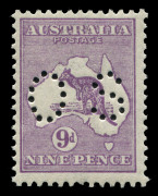 Kangaroos - Third Watermark : 9d Violet Die II perforated Small OS; fresh MUH. BW:26ba - Cat. $475. - 2
