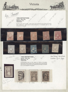 VICTORIA : 1850-1913 collection on Seven Seas album pages with apparently unused Half Lengths 1d (5), 2d (3) & 3d (2), 2d QOT (4, one unused), Woodblocks incl. 6d 'TOO LATE' & 1/- 'REGISTERED', plus dubious rouletted/serrated issues, imperf Emblems incl. unused No Wmk 4d on wove paper, perforated Emblems, Beaded Ovals & Netted Corner issues, Laureates incl. apparently mint 5/- red/blue, 1897 Hospital Fund used (2½d CTO) and 1900 Patriotic Fund mint (re-gummed),