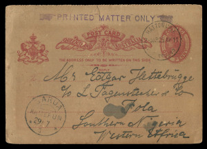 QUEENSLAND - Postal Stationery : POSTAL CARDS: (H&G #7) Range of 1891 Types 'A' to 'G' 1d Reply Postal Cards including postally used (15) including 1897 (May 11) to Sydney with weak strike of Type 3c DOWNFALL CREEK departure datestamp (rated 4R), 1903 upr