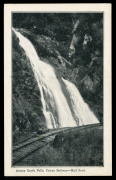 QUEENSLAND - Postal Stationery : POSTAL CARDS (VIEWS): 1910 Four Corners View Card Proof on sepia-toned card, black & white view 'Stoney Creek Falls, Cairns Railway - Half Flood', 'A.J. CUMMING. GOVT PRINTER' imprint along the dividing line; some age spot - 2