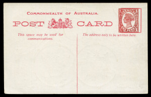 QUEENSLAND - Postal Stationery : POSTAL CARDS - FLEET CARDS: 1908 Four Corners 1d Fleet Card Proof in unissued maroon shade, plus an issued NSW Fleet Card and Postal Card showing the text setting & format adopted for the Queensland Card. Previously unrecorded Proof.