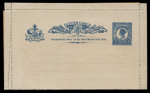 QUEENSLAND - Postal Stationery : LETTER CARDS: (H&G #1) 1895 2d Type 1 Card with "Double perforations" at left, unused.