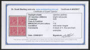 KGV Heads - Single Watermark : 1d Carmine (aniline) [G33] block of 4, fresh MUH; BW: 71Z - Cat. $240+. Starling Certificate (2017). (4) - 2