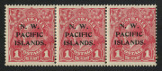 NEW GUINEA - 'N.W./PACIFIC/ISLANDS' Overprints : 1918-22 (SG.103/103b) KGV 1d Carmine-Red Fifth Setting Die I-II-II strip of 3, perf reinforcements, fine mint, Cat. &pound;220++.
