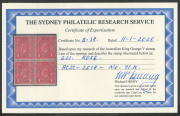 KGV Heads - Single Watermark : 1d Rose [G21] block of 4, MLH plus 1d Rose-Carmine [G22] block of 6 (3x2, perf separations at right), lower units MUH; BW: 71K & 71L - Cat. $425+. Each block with 2018 Drury Certificates. - 3