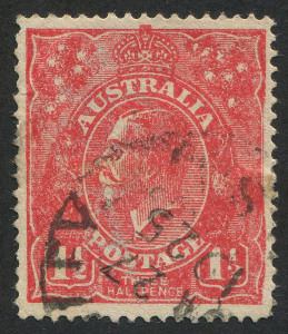 KGV Heads - Single Watermark : 1½d Red Die I variety "Deformed right frame (substituted cliche)" First State [15R40], 1925 indistinct datestamp, BW:89(15)ib - Cat. $800.
