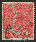 KGV Heads - Single Watermark : 1&frac12;d Red Die I variety "Deformed right frame (substituted cliche)" First State [15R40], 1925 indistinct datestamp, BW:89(15)ib - Cat. $800.