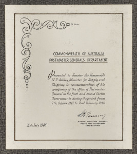 REST OF THE WORLD - General & Miscellaneous Lots : Collection of mint world issues in two Rapkin "Favourite" albums presented to William Patrick Ashley in commemoration for his service as Postmaster General in the first and second Curtin Governments between 7th October 1941 and 2nd February 1945. The collection comprises New Issues released during Ashley's tenure with strength in Europe and European Colonial/Community and Central & South American issues for the period. Many complete sets and bet