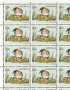 Decimal Issues : 1978-80 (SG.673a) 20c Little Grebe error "Yellow omitted" (beak and eye) complete sheet of 100, the only yellow colour evident on the sheet being a small section of one of the marginal colour bars; light bend across upper right corner of - 2
