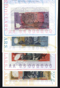 Decimal Banknotes : 1996 $5, $10, $20 & $50 set of matched low number banknotes all numbered 'AA 96000423' in red, each note in individual NPA folders, Cat $850 - 2