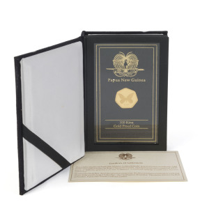 GOLD - world : PAPUA NEW GUINEA: 1990 100 Kina "Golden Butterfly" Gold Proof, containing 9.57gr of 99.9% gold, with CofA in original presentation case.