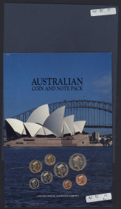Australia - Miscellaneous : 1991 Australian Coin and Banknote "Masterpieces Limited Edition" (#124 of 250), with uncirculated 1991 1c to $2 coins plus Knight/Stone $1 ('CZH 156675') and Johnstone/Fraser $2 ('LJJ 961771') banknotes; in original presentation folder. Seldom offered.