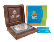 Silver : 2006 Commonwealth Games (Melbourne) '$30 One Kilo Fine Silver Coin', with original wooden presentation case and box, CofA for #119 of just 500 minted, 99.9% fine silver, Unc.
