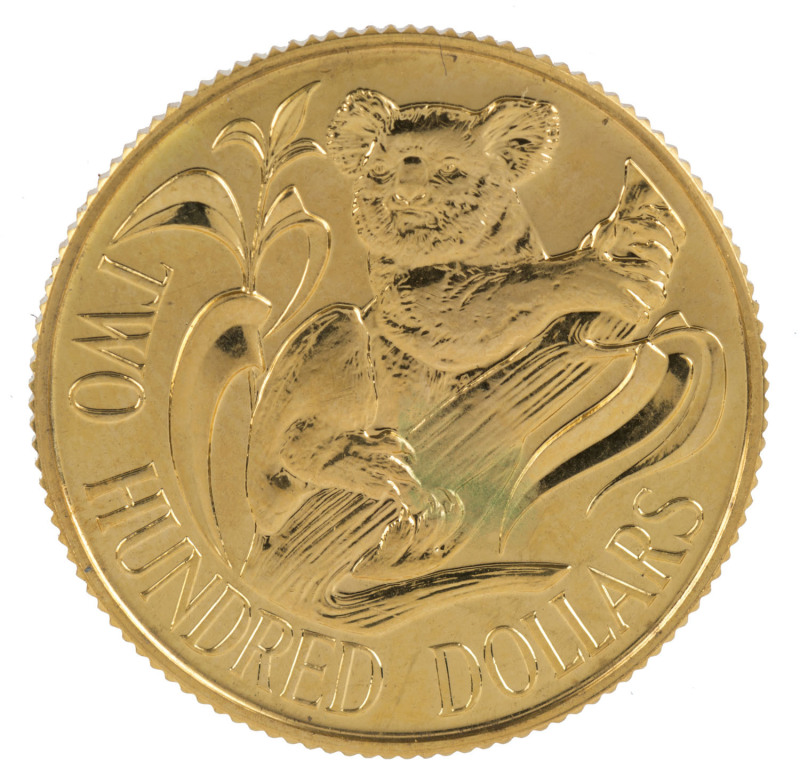 Gold : TWO HUNDRED DOLLARS: RAM 1980 $200 Koala, 10gr of 916/100 (22k) gold, in presentation wallet, Unc.