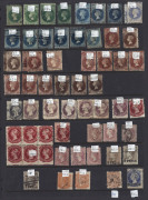 SOUTH AUSTRALIA : 1856-1912 ex-dealer's stock mostly used on Hagners with imperf 2d (3), rouletted issues to 2/- incl. 2d vermilion (unused) and 1/- orange (SG.18), perforated issues to perf.10x11½ 2/- (SG.151) block of 6, with various perfs/printings/sha