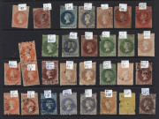 SOUTH AUSTRALIA : 1856-1912 ex-dealer's stock mostly used on Hagners with imperf 2d (3), rouletted issues to 2/- incl. 2d vermilion (unused) and 1/- orange (SG.18), perforated issues to perf.10x11&frac12; 2/- (SG.151) block of 6, with various perfs/printings/sha - 2