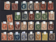 SOUTH AUSTRALIA : 1856-1912 ex-dealer's stock mostly used on Hagners with imperf 2d (3), rouletted issues to 2/- incl. 2d vermilion (unused) and 1/- orange (SG.18), perforated issues to perf.10x11½ 2/- (SG.151) block of 6, with various perfs/printings/sha - 2