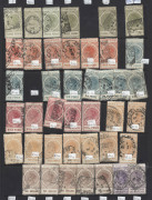 SOUTH AUSTRALIA : 1856-1912 ex-dealer's stock mostly used on Hagners with imperf 2d (3), rouletted issues to 2/- incl. 2d vermilion (unused) and 1/- orange (SG.18), perforated issues to perf.10x11½ 2/- (SG.151) block of 6, with various perfs/printings/sha - 4