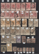 SOUTH AUSTRALIA : 1856-1912 ex-dealer's stock mostly used on Hagners with imperf 2d (3), rouletted issues to 2/- incl. 2d vermilion (unused) and 1/- orange (SG.18), perforated issues to perf.10x11&frac12; 2/- (SG.151) block of 6, with various perfs/printings/sha - 5