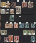 1850s-1913 ex-dealer's stock, mostly used later period, on Hagners with NSW incl. Sydney Views 1d forgery & defective 3d, imperf 6d Diadems (2), perforated (6d) Registered; Queensland with Large Chalons to &pound;1 including nice 10/- SG.311 with 'REGISTERED/BR