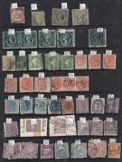 1850s-1913 ex-dealer's stock, mostly used later period, on Hagners with NSW incl. Sydney Views 1d forgery & defective 3d, imperf 6d Diadems (2), perforated (6d) Registered; Queensland with Large Chalons to &pound;1 including nice 10/- SG.311 with 'REGISTERED/BR - 2