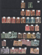 1850s-1913 ex-dealer's stock, mostly used later period, on Hagners with NSW incl. Sydney Views 1d forgery & defective 3d, imperf 6d Diadems (2), perforated (6d) Registered; Queensland with Large Chalons to &pound;1 including nice 10/- SG.311 with 'REGISTERED/BR - 4