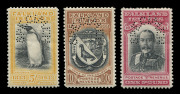 Falkland Islands : 1933 (SG.127-38s) ½d - £1 Centenary of British Administration, complete set, (12) perforated SPECIMEN. Fine & fresh mounted, with gum; the top value with 2 nibbed perfs at top. Cat.£4250.
