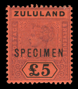 SOUTH AFRICA - Provinces : ZULULAND: 1894-96 (SG.29s) £5 Queen Victoria high value definitive, overprinted SPECIMEN, fresh, with o.g. Cat.£475.
