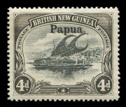PAPUA : 1901-06 (SG.1-44 range) 'BNG' Lakatoi mint selection on Hagner with 1901-05 Wmk Horizontal &frac12;d to 1/- (oxidised colour), Wmk Vertical &frac12;d to 6d; 1906 Large 'Papua' Wmk Horizontal 4d (very fine, Cat.&pound;250) to 2/6d & Wmk Vertical &frac12;d to 2&frac12;d; Small 'Papu