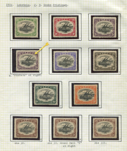 PAPUA : 1910-11 (SG.75-83) Large 'PAPUA' ½d to 2/6d (3) including 2d variety "'C' for 'O' in 'POSTAGE'" (SG.77a) and 2/6d Type B (2) & Type C, fine mint, Cat. £385.